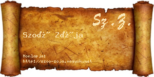 Szoó Zója névjegykártya